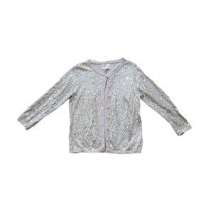 Sanctuary Women's Size Medium Gold Sequin Cardigan Sweater 3/4 Sleeve Anthro